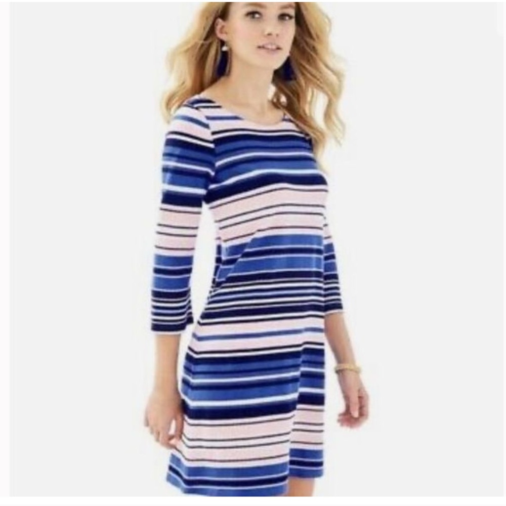 Lilly Pulitzer • Bay Dress in Paradise Pink The Swim Stripe - M